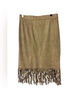 Artisan Ny Suede Fringe Midi Skirt